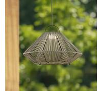 Lindby LED solar hanging lamp Austas, grey, Ø 50 cm, USB, IP54