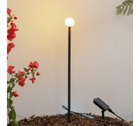 Lindby LED solar light Freydis, black, aluminium, 2,000 K