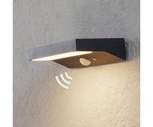 Lindby LED solar outdoor wall light Maresia, sensor, anthracite