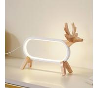 Lindby LED table lamp Hirvi, white, wood, 31 cm, CCT, dimmable