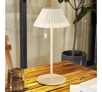 Lindby LED table lamp Ilvi, beige, aluminium, Ø 17.5 cm