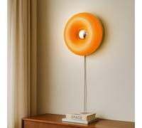 Lindby LED table/wall lamp Fjora, orange/chrome, Ø30cm, dimmable