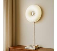 Lindby LED table/wall lamp Fjora, white/chrome, Ø 30 cm, dimmable