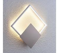Lindby LED wall lamp Anays, 32 cm x 32 cm, chrome/clear
