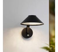 Lindby LED wall lamp Capelo, black, metal, sensor, Ø20cm