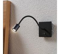 Lindby Modern Black Metal LED Wall Sconce, 11 cm x 11 cm, Bedroom, Warm White, Energy Efficient
