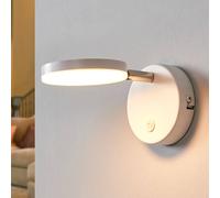 Lindby LED wall lamp Milow, white, 9.6 cm high, switch
