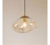Lindby Lelia pendant light, amber, glass, Ø 35 cm
