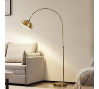 Lindby Lennart arc floor lamp, antique brass, metal, 183 cm