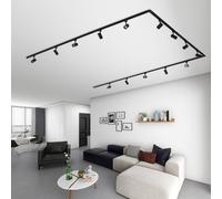 Lindby Linaro single-circuit track lighting system, GU10, 14 black bulbs