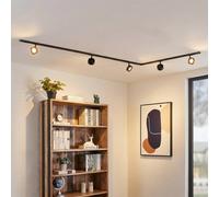Lindby Linaro track lighting system, Ø 9.5 cm, 5-bulb, LED, black
