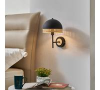 Lindby Lonnaris wall light with rattan, black