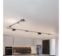 Lindby Lumaro track lighting system, Points, 6-bulb, black, 48V, dimmable