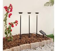 Lindby Lyris LED solar light, set of 3, black, aluminium, 3,000K