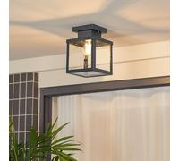 Lindby Mandus outdoor ceiling light, black, stainless steel, 22 cm