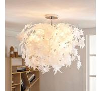 Lindby Maple ceiling lamp, Ø 70 cm, chrome, white, fabric