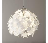 Lindby Maple pendant light, Ø 38 cm, chrome, white, fabric