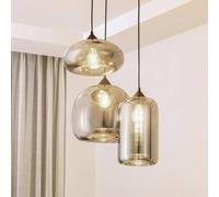 Lindby Marla pendant light, round, glass, smoky grey, 50 cm