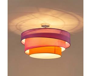 Lindby Melia ceiling lamp, purple/pink/orange, textile, Ø56cm