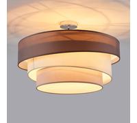Lindby Melia ceiling light, brown/grey, fabric, Ø 56cm