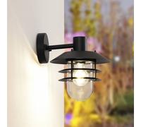 Lindby Meliora outdoor wall light, black, iron, IP44, E27