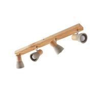 Lindby Modern 4 Way Straight Bar Ceiling Spotlight Fitting Made of Wood and Concrete, Led Lights Rotatable Nordic for Living Room Kitchen Bedroom 4X E14 Bulb not Included