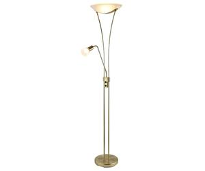 Lindby Modern Brass 2 Way Mother/Father Parent & Child Uplighter and Spotlight Design LED Floor Lamp, Warm White Standing with Reading Arm Classic Standard for Living Room Sofa Bedroom