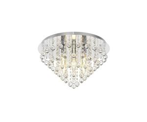 Lindby Modern Crystal Chandelier, LED Ceiling Light (5 xE14) Round Lamp Semi Flush Mount Chandeliers for Bedrooms Kitchen Living Room Hallway Acrylic 46 cm