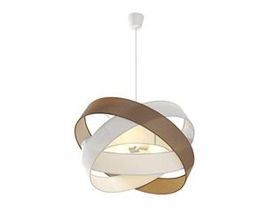 Lindby Modern Fabric Pendant Lamp, Retro Vintage Style Ceiling Elegant LED Chandelier for Bedroom Kitchen Living Room White and Brown 60cm