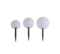 Lindby Modern Set of 3 Outdoor Lamps with Ground pin incl. LED on Solar - Lago Polyester Globe (Non Replaceable) LED (Non Replaceable) LED Max. 6 x 0.2 Watt/Garden Lighting/Lights/Lamps