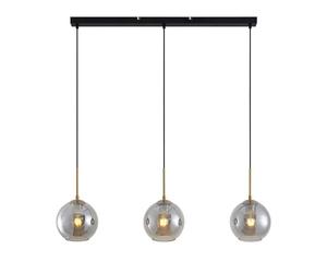 Lindby Modern Suspension Chandelier 3 Smoked Glass Spheres, Lights E27 Suspended Bubble for Kitchen Dining Room Living Table Restaurant Metal 110 cm
