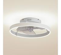 Lindby Momitu LED ceiling fan, white, aluminium, Ø 50 cm