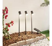Lindby Myric LED solar light, set of 3, black, aluminium, 3,000K
