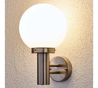 Outdoor Wall Light 'Nada' (Modern) in Silver Made of Stainless Steel (1 Light Source, E27) from Lindby | Wall lamp for Exterior/Interior Walls, House, Terrace und Balcony