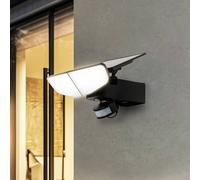Lindby Naelin LED solar wall light, black, sensor, IP44