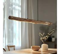 Lindby Nekala LED pendant light, black, wood, length 120 cm