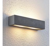 Lindby Nellie wall lamp, grey, concrete, 35.3 cm wide