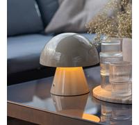 Lindby Nevijo LED rechargeable table lamp, grey, Ø18cm, USB, dimmer