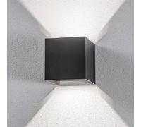 Lindby Nivar LED outdoor wall lamp, angular, black, 10 cm, IP54