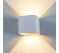 Lindby Nivar LED outdoor wall light, angular, white, 10 cm, IP54