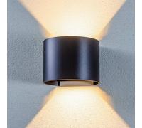 Lindby Nivar LED outdoor wall light, round, black, IP54