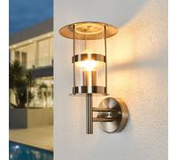 Lindby Noemi outdoor wall light, grey, stainless steel, 32 cm