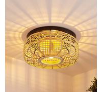 Lindby Ollena ceiling light, rattan lampshade
