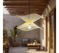 Lindby outdoor pendant light Valdorin, beige, cotton, Ø 40cm