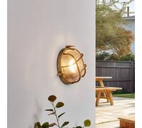 Lindby outdoor wall lamp Daaje, gold-coloured, Ø 26 cm, aluminium