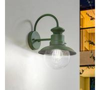 Lindby outdoor wall light Celinor, green, steel, Ø 15 cm