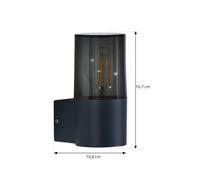 Lindby outdoor wall light Heulo, Ø 8 cm, smoky grey, aluminium