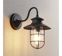 Lindby outdoor wall light Kyan, height 32 cm, black, IP44, E27