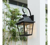 Outdoor Wall Light 'Mertollio' dimmable (Vintage, Antique) in Black Made of Metal (1 Light Source, E27) from Lindby | Wall lamp for Exterior/Interior Walls, House, Terrace und Balcony