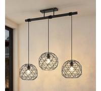 Lindby Paridimo hanging light in steel, 3-bulb